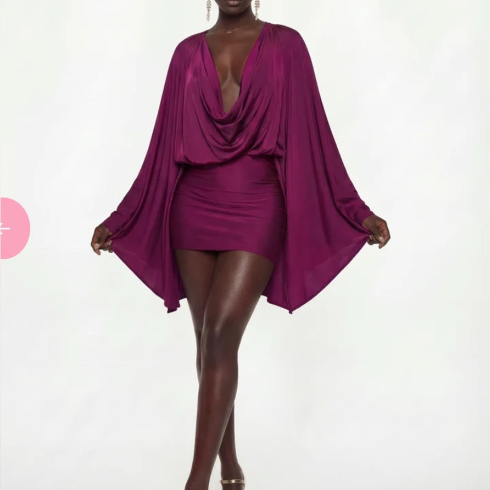 Elegant Long Sleeve Purple Dress